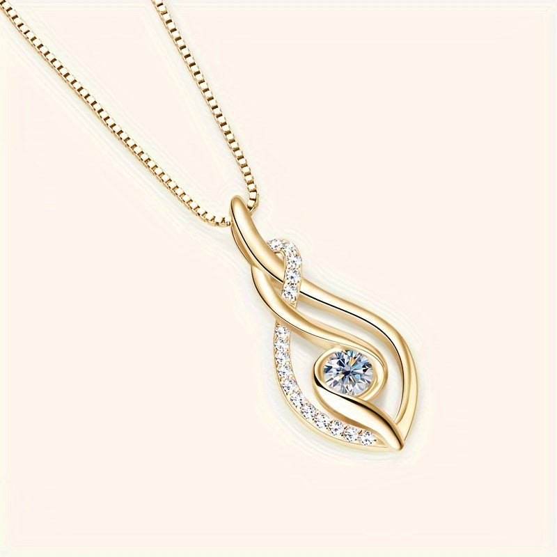Exquisito collar con colgante de moissanita bañado en oro de 18 quilates