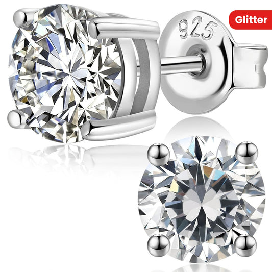 Pendientes de plata de ley con moissanita brillante