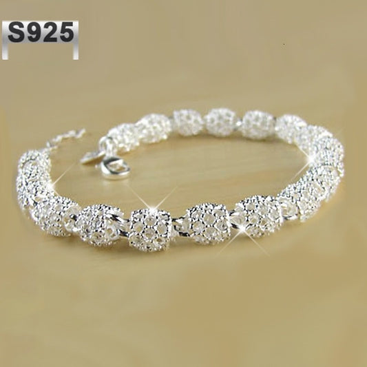 Elegante pulsera de cuentas huecas en plata de ley 925