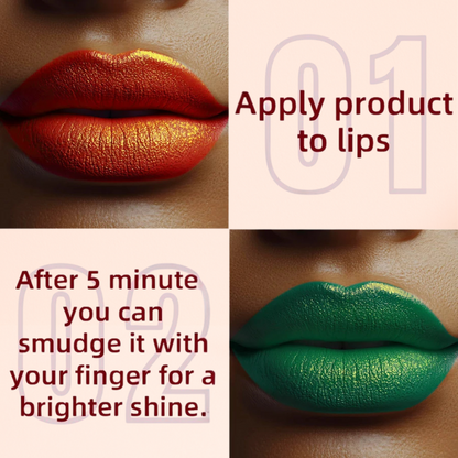KAFURUX Bold Metallic Pearlescent Lip Glaze – Waterproof Long‑Lasting Glitter Lip Tint in 14 Shades (1 pc)