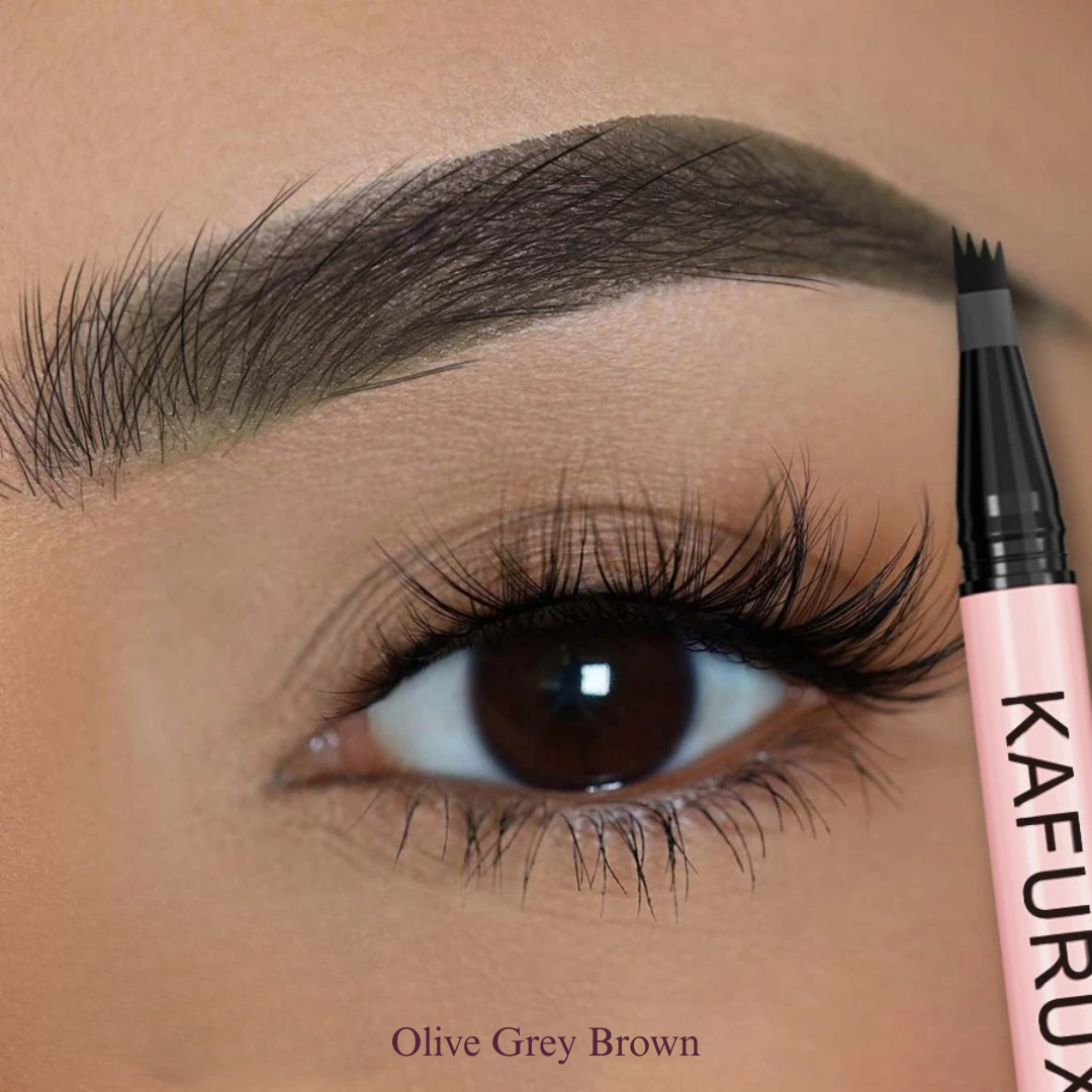 KAFURUX Waterproof 4‑Split Tip Eyebrow Pen – Long‑Lasting Liquid Brow Pencil in 5 Brown & Black Shades (1 pc) - KAFURUX
