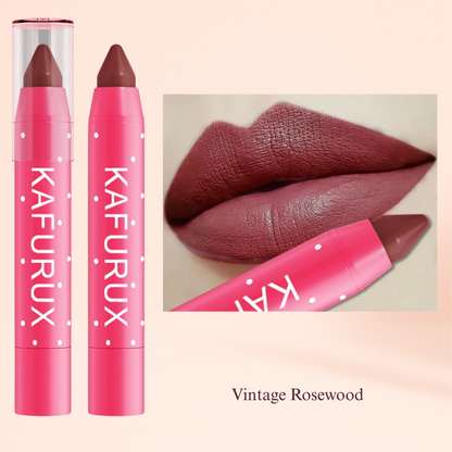 KAFURUX Matte Lipstick Pencil – Waterproof Long‑Lasting Lip Stain Tint in 15 Nude & Red Shades (1 pc) - KAFURUX Vintage