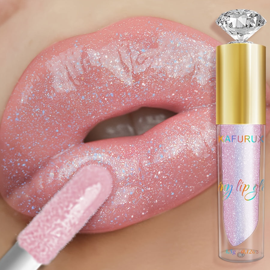 KAFURIX Waterproof Pink 1pc Lip Glaze - Glossy Finish, Sparkle Shine, Long-Lasting, Non-Sticky Paste for All Skin Types, Easy Application