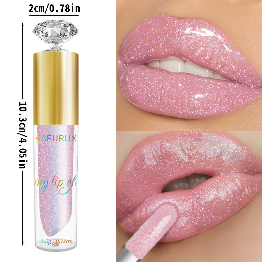 KAFURIX Waterproof Pink 1pc Lip Glaze - Glossy Finish, Sparkle Shine, Long-Lasting, Non-Sticky Paste for All Skin Types, Easy Application