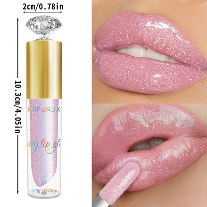 KAFURIX Waterproof Pink 1pc Lip Glaze - Glossy Finish, Sparkle Shine, Long-Lasting, Non-Sticky Paste for All Skin Types, Easy Application