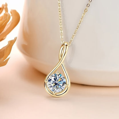 2 Carat Moissanite Teardrop Necklace – Angel’s Tear Pendant