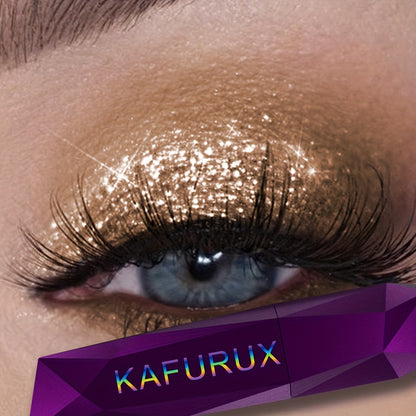 KAFUXI Vibrant Pearly Glitter Eyeshadow Stick - Mesmerizing Brown Shades, Long-Wear & Waterproof, Swivel Matte Finish Eye Makeup Pen with Geometric Purple Container
