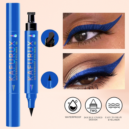 KAFURUX Dual‑Ended Stamp Eyeliner Pen – Smudge‑Proof Quick‑Dry in 3 Black Purple & Blue Shades (1 pc)