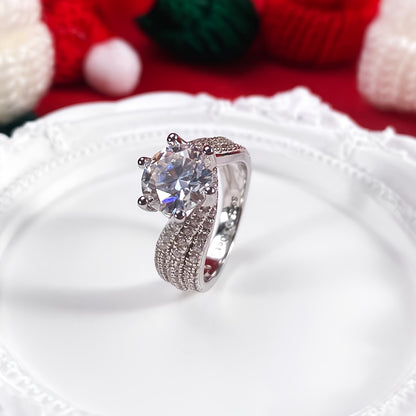 Elegancia radiante: anillo de plata esterlina con moissanita de 3 quilates