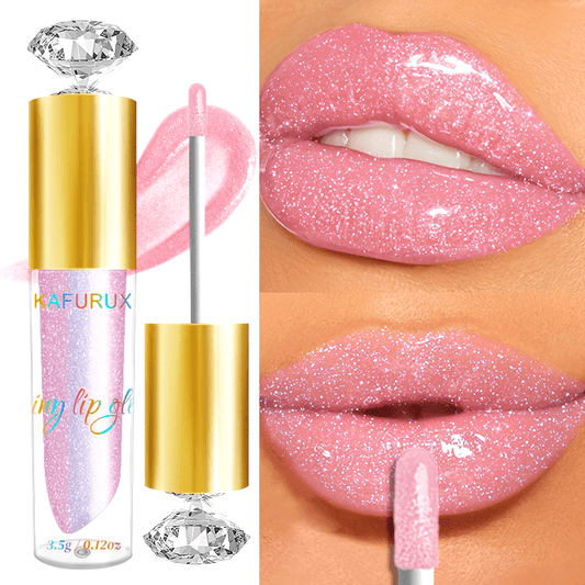 KAFURIX Waterproof Pink 1pc Lip Glaze - Glossy Finish, Sparkle Shine, Long-Lasting, Non-Sticky Paste for All Skin Types, Easy Application