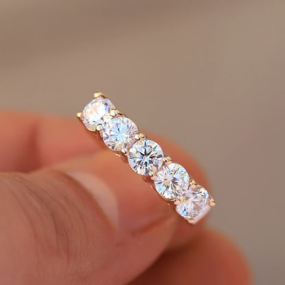 5-Stone Moissanite Wedding Band – 4mm VVS1 Clarity