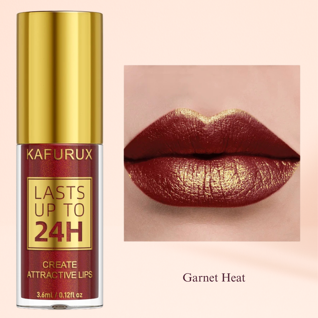 KAFURUX Bold Metallic Pearlescent Lip Glaze – Waterproof Long‑Lasting Glitter Lip Tint in 14 Shades (1 pc) - KAFURUX