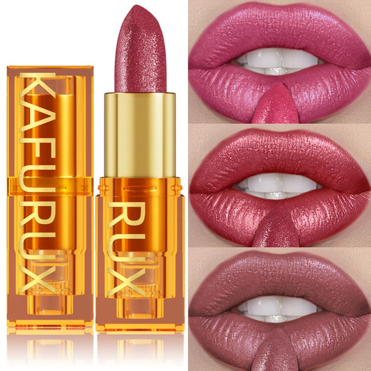 KAFURUX Pearlescent Shine Lipstick – Waterproof, Long-Lasting, Multi-Tone Collection