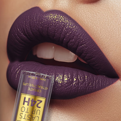 [Waterproof Lip Gloss] KAFURUX 1pc 24H Long-Lasting Waterproof Lip Gloss | Shimmer Finish, Easy to Apply, All Skin Types, Purple Tone, Portable Travel Makeup