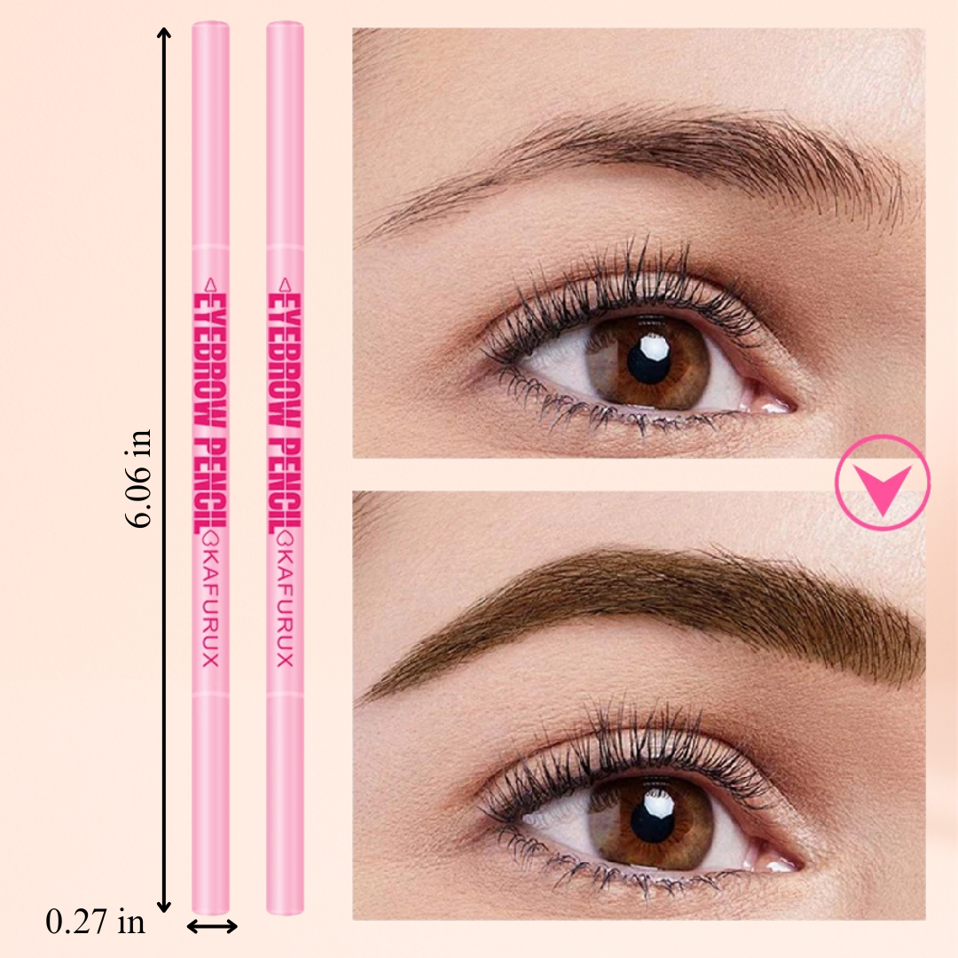 1pc KAFURUX Ultra‑Fine Double‑Head Rotatable Eyebrow Pen with Brush – Waterproof Wild Brow Pencil (6 Shade Variants)