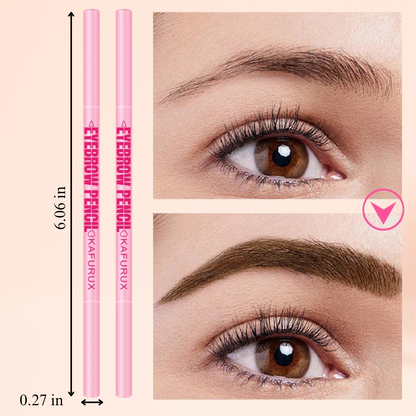 1pc KAFURUX Ultra‑Fine Double‑Head Rotatable Eyebrow Pen with Brush – Waterproof Wild Brow Pencil (6 Shade Variants)