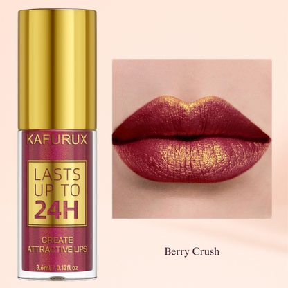 KAFURUX Bold Metallic Pearlescent Lip Glaze – Waterproof Long‑Lasting Glitter Lip Tint in 14 Shades (1 pc) - KAFURUX