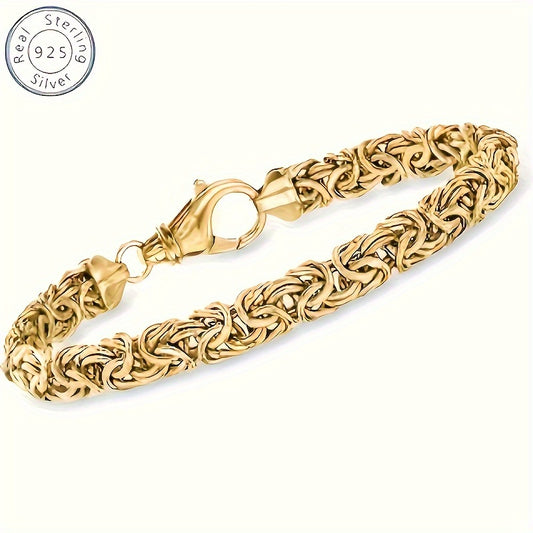 Italian 18K Gold Plated 925 Sterling Silver Chain Bracelet