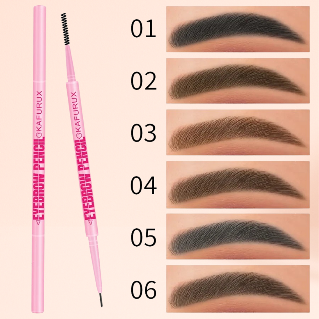 1pc KAFURUX Ultra‑Fine Double‑Head Rotatable Eyebrow Pen with Brush – Waterproof Wild Brow Pencil (6 Shade Variants)