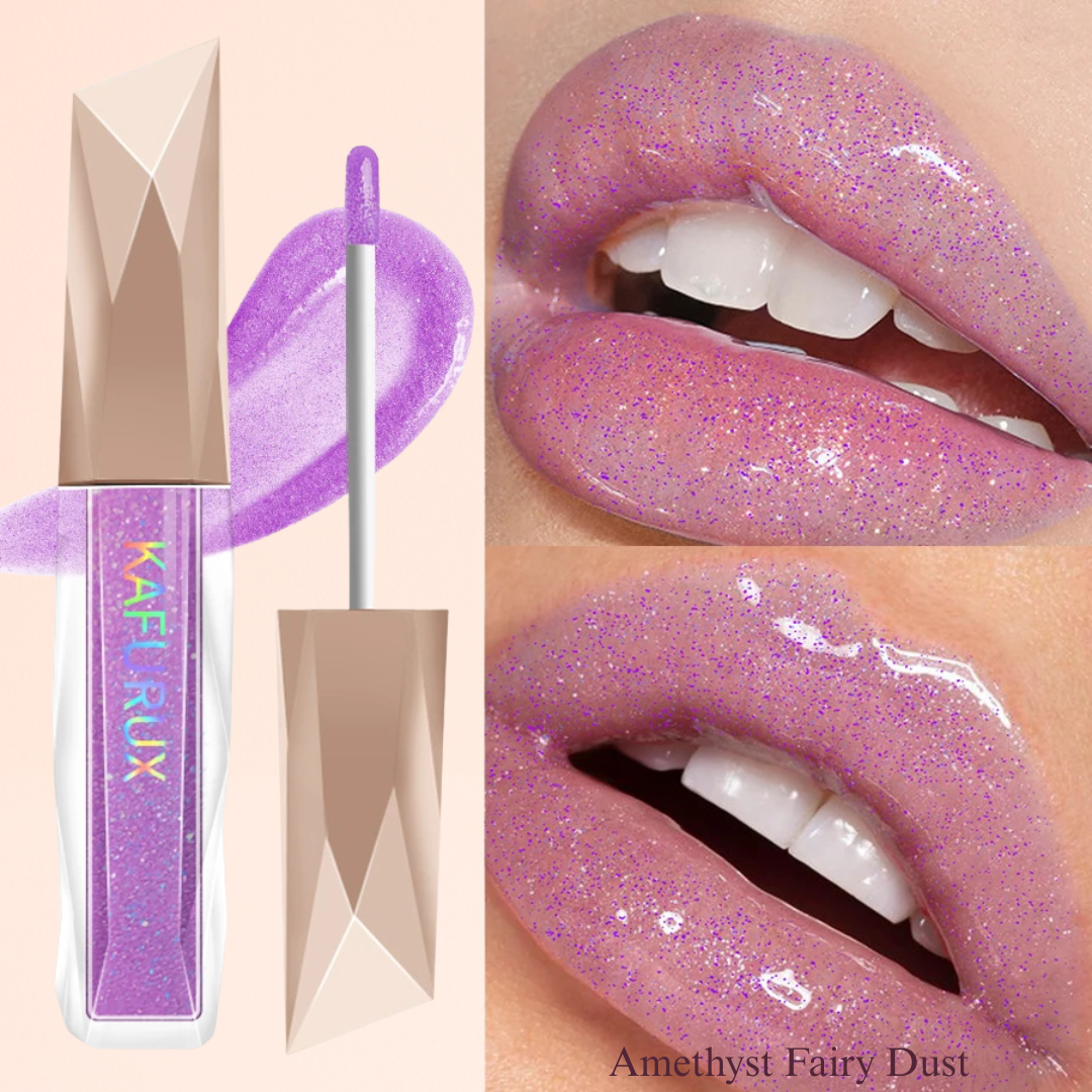 KAFURUX Sweet Sparkling Mirror Lip Glaze – Transparent Water-Gloss Shimmer Lip Tint in 10 Color Variants (1 pc)