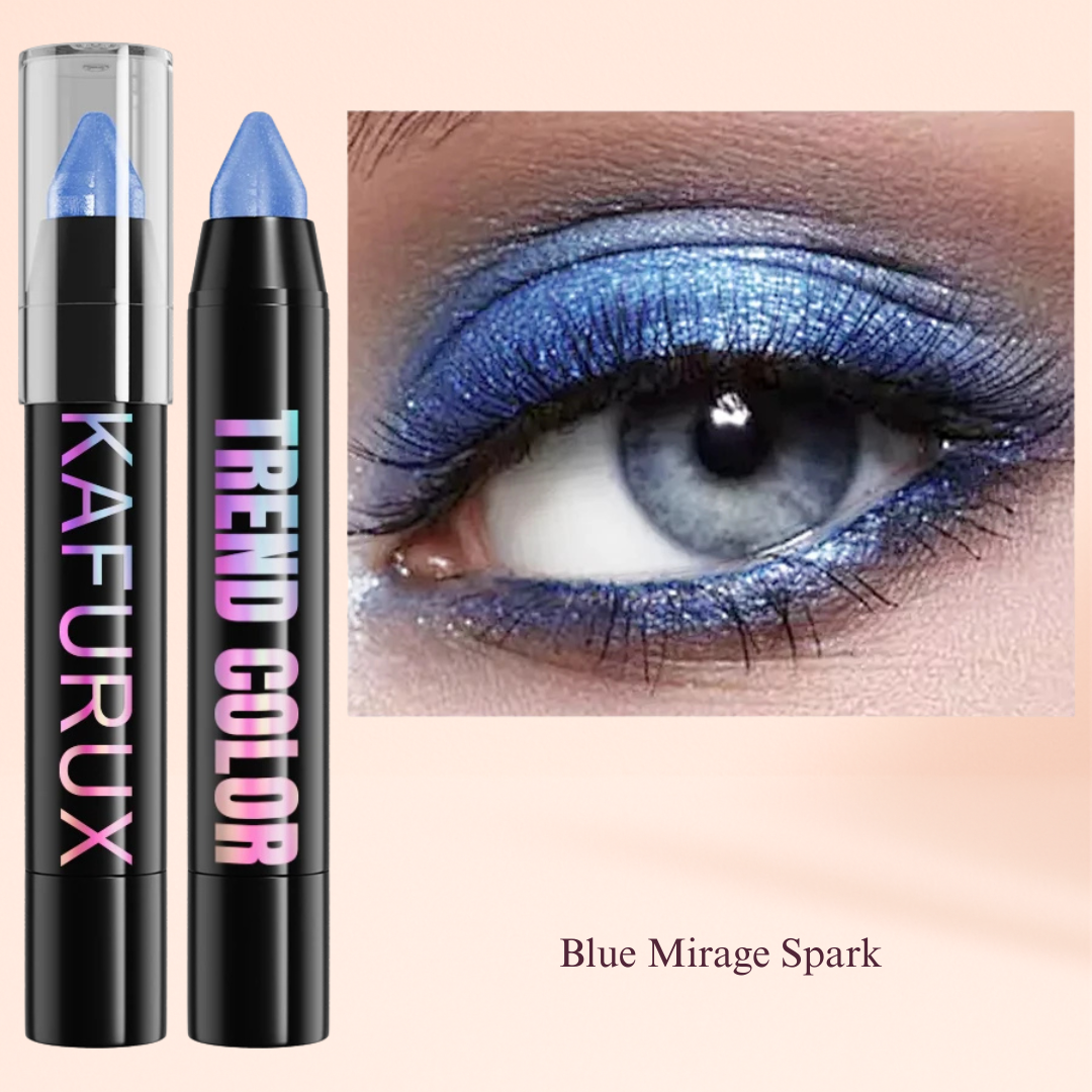 KAFURUX Metallic Glitter Eyeshadow Pen – Waterproof Highlighter Pencil in 19 Smoky & Green Shades (1pc) - Blue Mirage