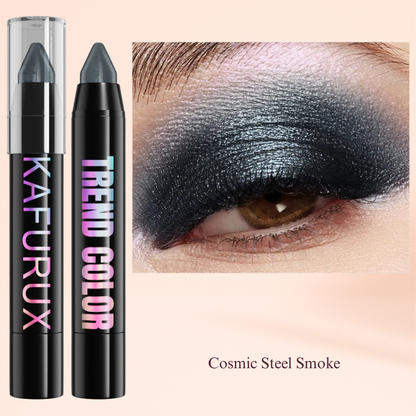KAFURUX Metallic Glitter Eyeshadow Pen – Waterproof Highlighter Pencil in 19 Smoky & Green Shades (1pc) - Cosmic Steel