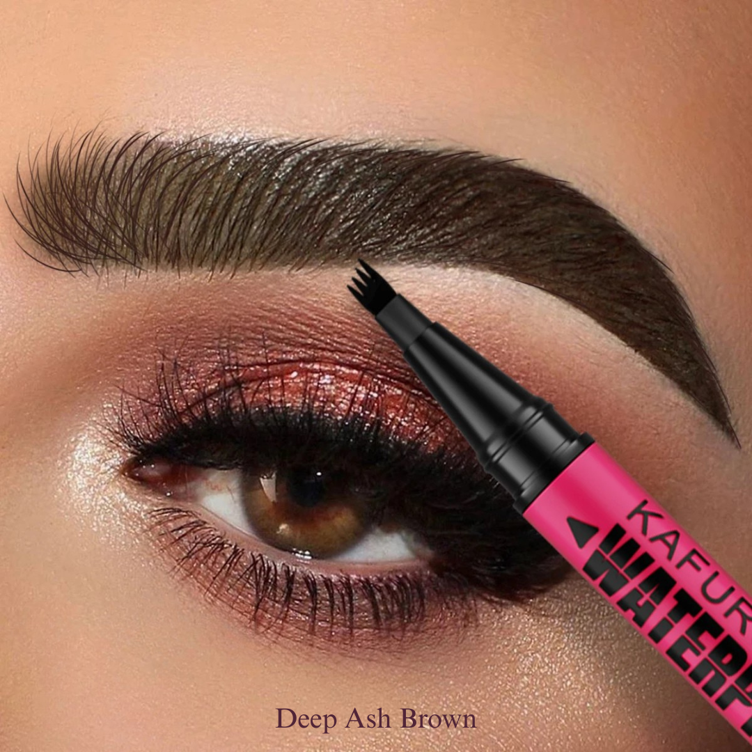 KAFURUX 1pc Waterproof Eyebrow Pen – Microblading 4-Tip Brow Pencil for Natural Hair-Like Strokes in 3 Color Variants