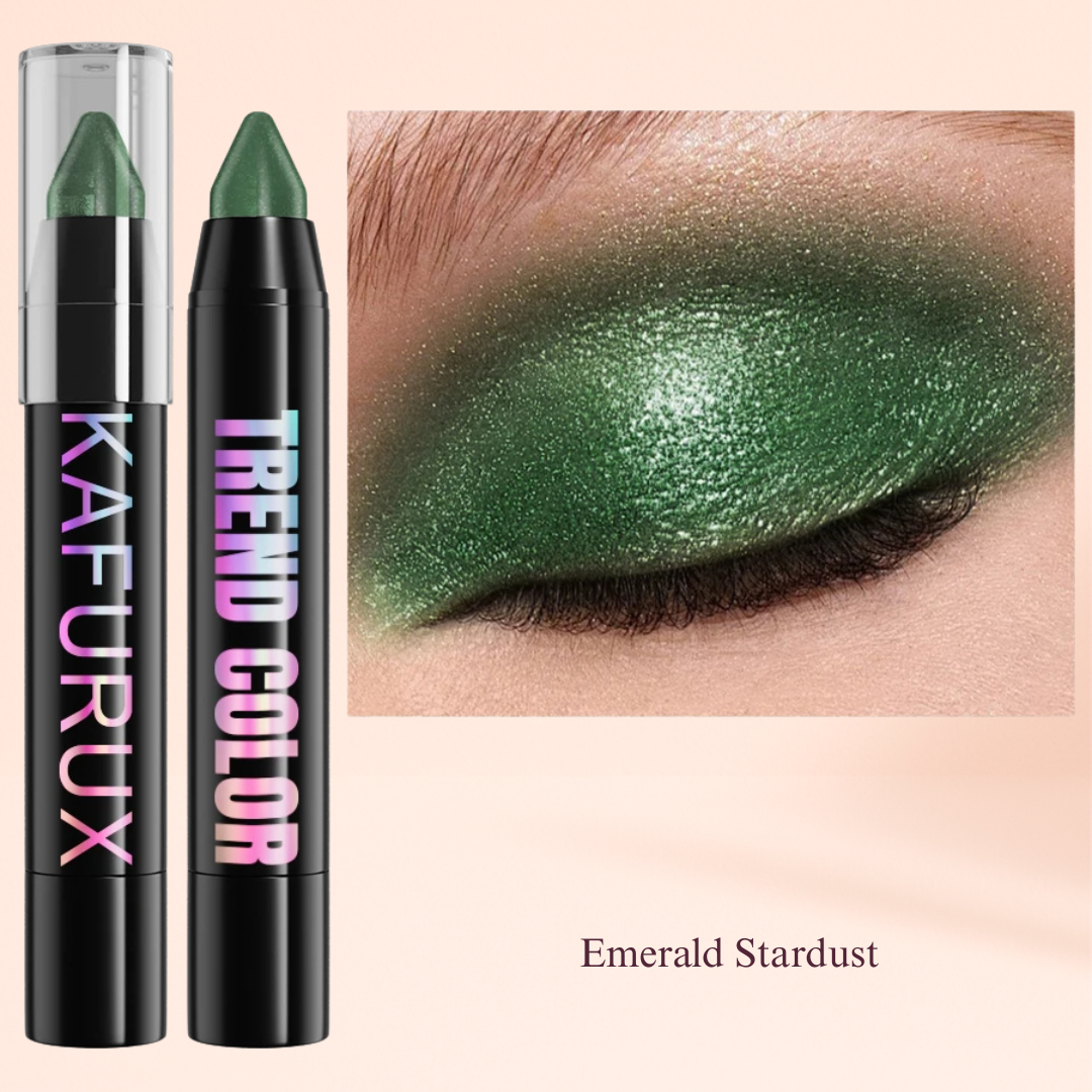 KAFURUX Metallic Glitter Eyeshadow Pen – Waterproof Highlighter Pencil in 19 Smoky & Green Shades (1pc) - Emerald
