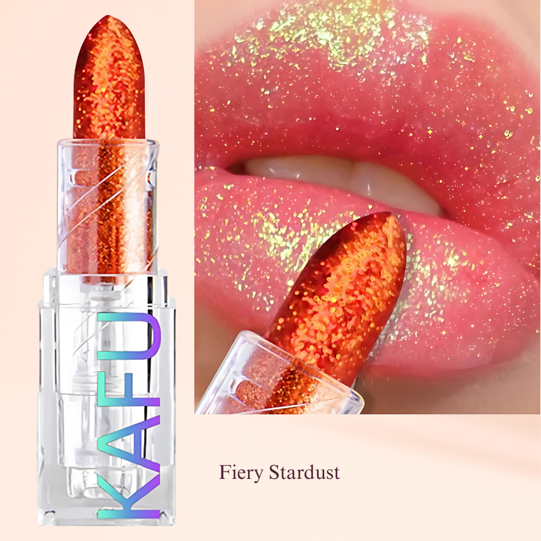 KAFURUX Glitter Diamond Lipstick – Long Lasting Waterproof Shimmer Lip Tint in Bold Red Rose & Multicolor Shades
