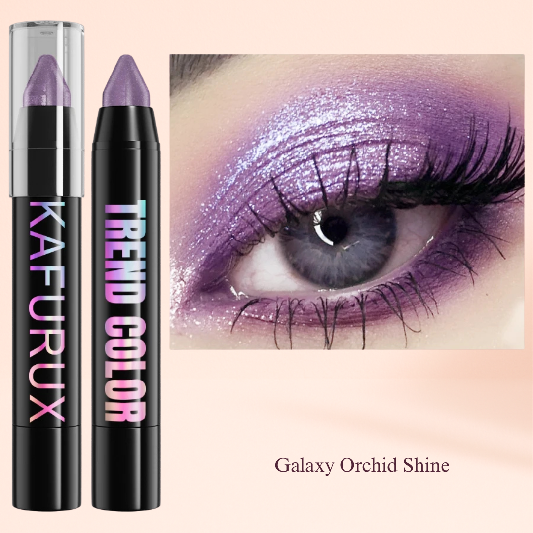 KAFURUX Metallic Glitter Eyeshadow Pen – Waterproof Highlighter Pencil in 19 Smoky & Green Shades (1pc) - Galaxy Orchid