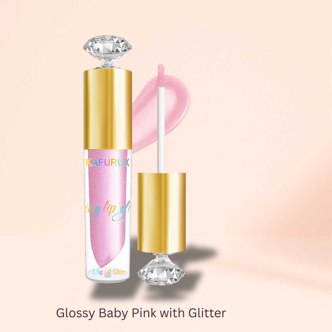 KAFURUX Moisturizing Diamond Shimmer Lip Gloss – Sparkling Pearl-Glam Liquid Lipstick in 9 Glitter Shades (1 pc)