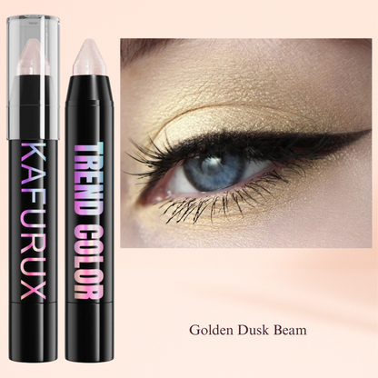 KAFURUX Metallic Glitter Eyeshadow Pen – Waterproof Highlighter Pencil in 19 Smoky & Green Shades (1pc) - Golden Dusk