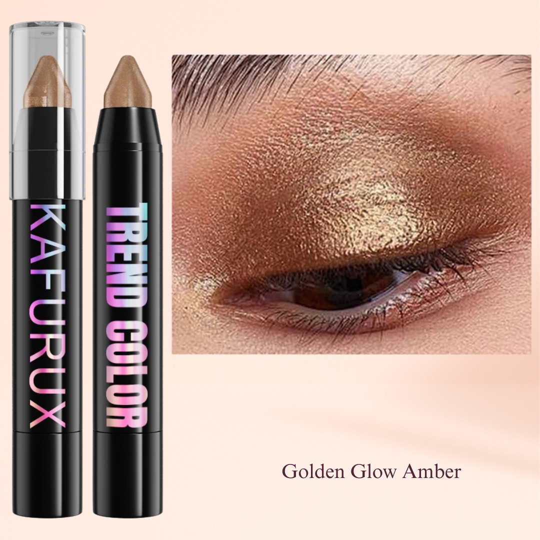 KAFURUX Metallic Glitter Eyeshadow Pen – Waterproof Highlighter Pencil in 19 Smoky & Green Shades (1pc) - Golden Glow