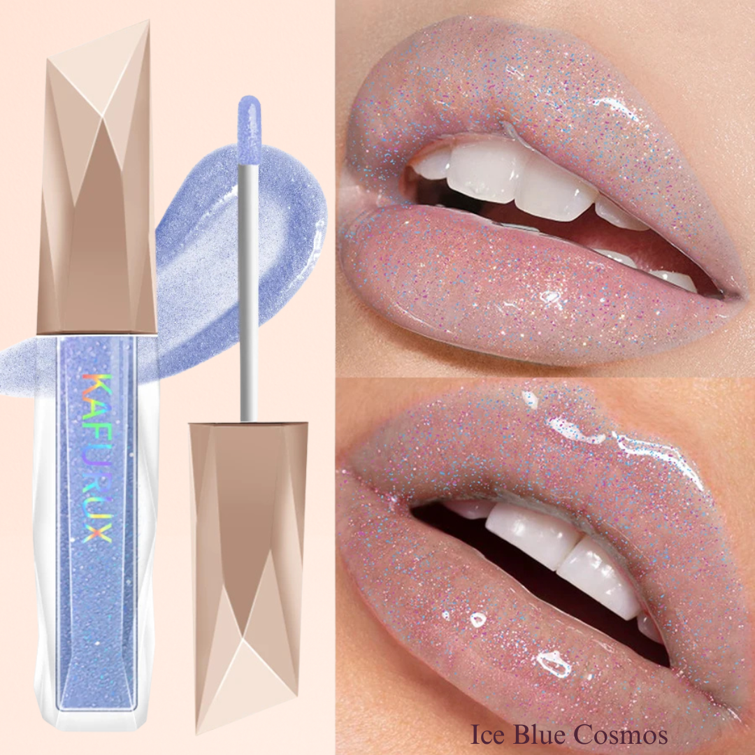KAFURUX Sweet Sparkling Mirror Lip Glaze – Transparent Water-Gloss Shimmer Lip Tint in 10 Color Variants (1 pc)