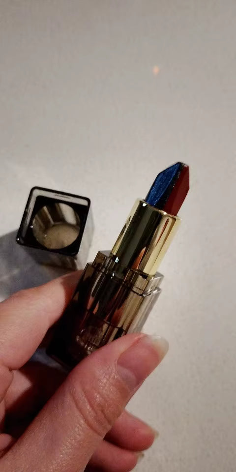 KAFURUX 1pc Two-Tone Glitter Matte Lipstick – Purple, Black, Red Rose or Color-Changing Tint for Bold Moisturizing Lip Makeup