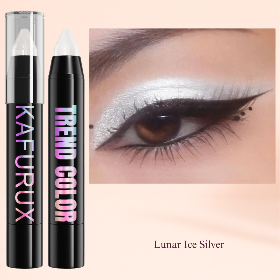KAFURUX Metallic Glitter Eyeshadow Pen – Waterproof Highlighter Pencil in 19 Smoky & Green Shades (1pc) - Lunar Ice