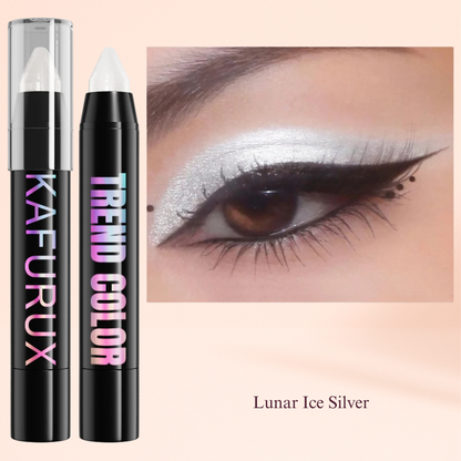 KAFURUX Metallic Glitter Eyeshadow Pen – Waterproof Highlighter Pencil in 19 Smoky & Green Shades (1pc) - Lunar Ice