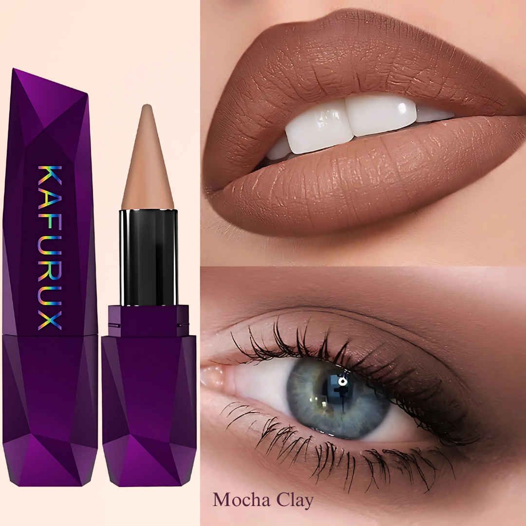 KAFURUX Waterproof Eyeshadow Pen – Matte Long Lasting Lazy Eye & Lip Crayon Stick in 3 Bold Color Variants - Mocha Clay