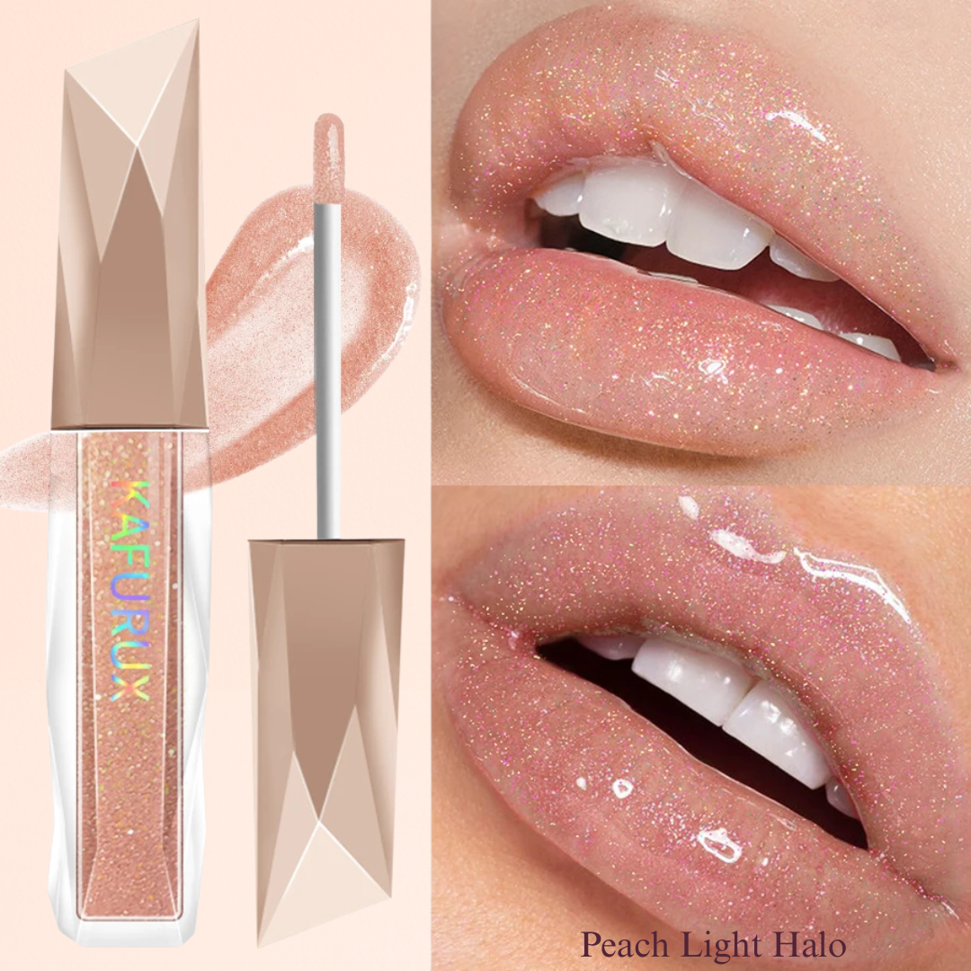 KAFURUX Sweet Sparkling Mirror Lip Glaze – Transparent Water-Gloss Shimmer Lip Tint in 10 Color Variants (1 pc)