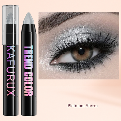 KAFURUX Metallic Glitter Eyeshadow Pen – Waterproof Highlighter Pencil in 19 Smoky & Green Shades (1pc) - Platinum