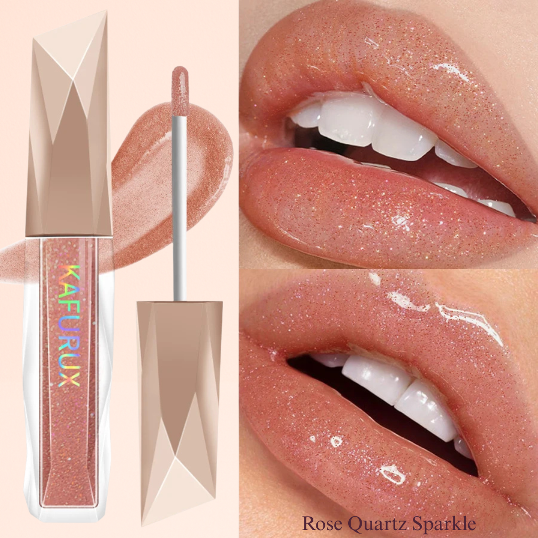 KAFURUX Sweet Sparkling Mirror Lip Glaze – Transparent Water-Gloss Shimmer Lip Tint in 10 Color Variants (1 pc)