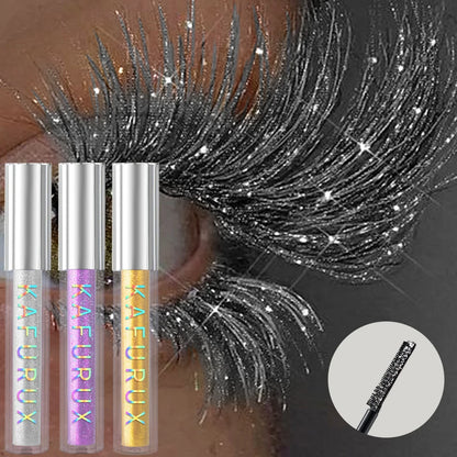 KAFURUX 1pc Diamond Shine Waterproof Volume Mascara – Glitter Snow Effect Waterproof Curl & Volume Mascara in 4