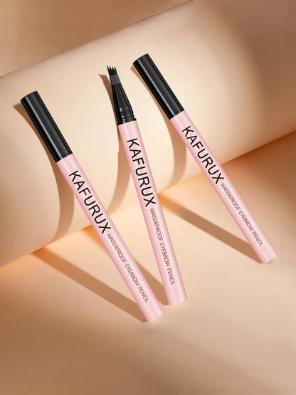 KAFURUX Waterproof 4‑Split Tip Eyebrow Pen – Long‑Lasting Liquid Brow Pencil in 5 Brown & Black Shades (1 pc)