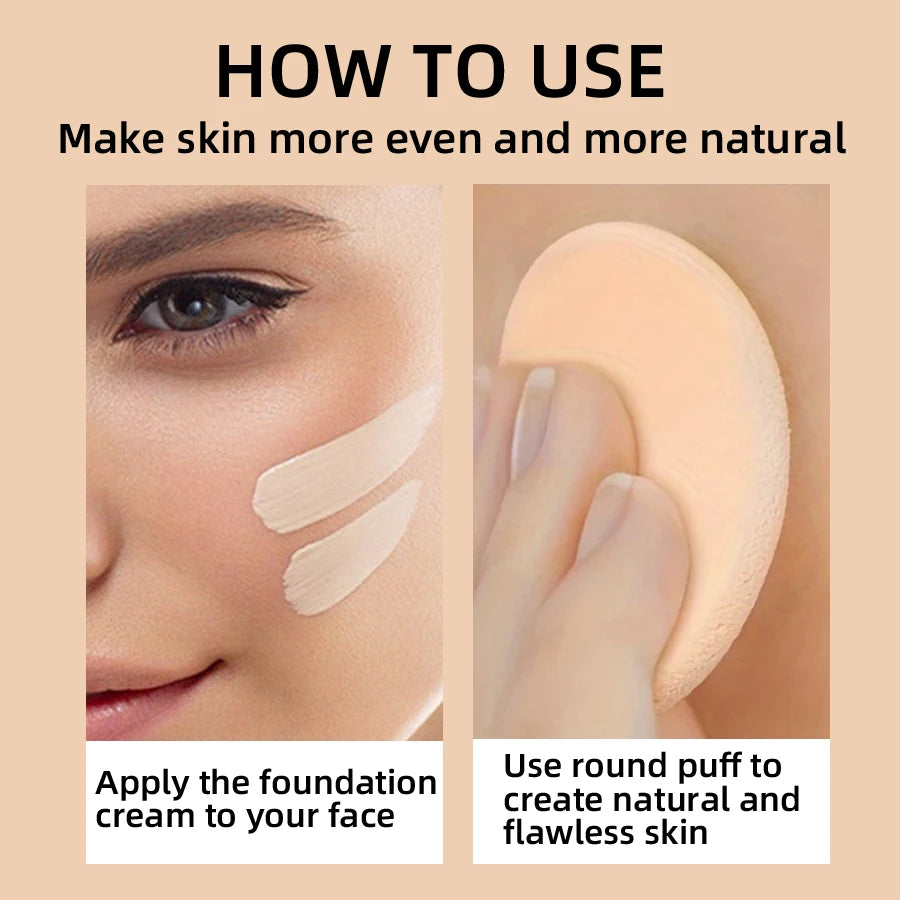 KAFURUX 1pc High‑Coverage Waterproof Foundation Concealer – Anti‑Dark Circle BB Cream in 9 Shade Variants