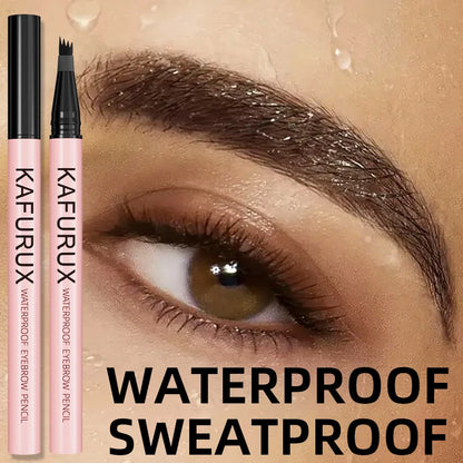KAFURUX Waterproof 4‑Split Tip Eyebrow Pen – Long‑Lasting Liquid Brow Pencil in 5 Brown & Black Shades (1 pc)