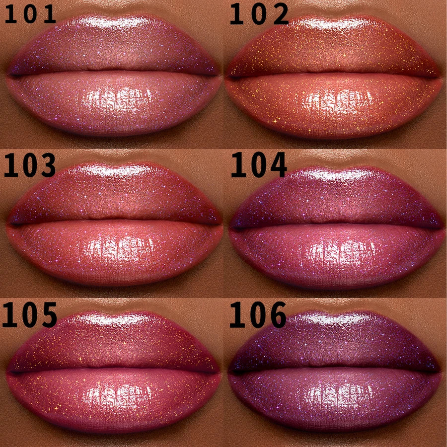 1pc KAFURUX Moisturizing Plump & Sparkling Lip Gloss – Water‑Glossy Mirror Lip Glaze with Glitter (6 Color Variants)