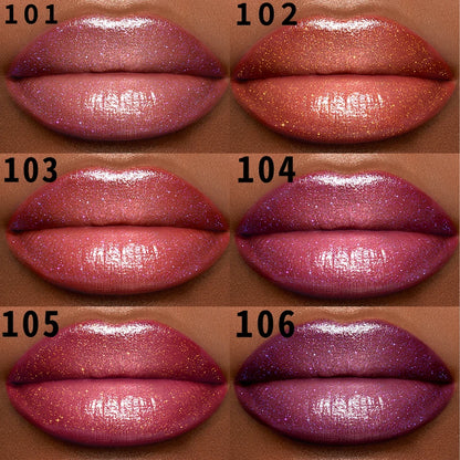 1pc KAFURUX Moisturizing Plump & Sparkling Lip Gloss – Water‑Glossy Mirror Lip Glaze with Glitter (6 Color Variants)