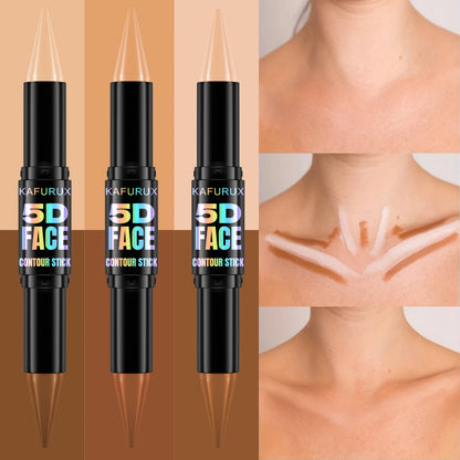 1pc KAFURUX Double‑Head Highlight & Contour Pen – Waterproof Concealer Stick (3 Shade Variants)