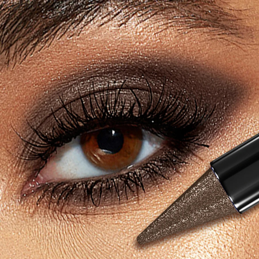 KAFURUX Smoky Dark Brown Metallic Glitter Eyeshadow Pencil – Waterproof Pearl Eye Shadow Pen (1 pc)