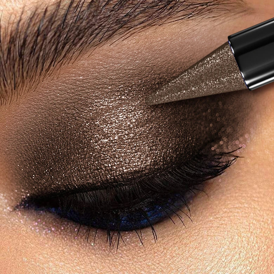 KAFURUX Smoky Dark Brown Metallic Glitter Eyeshadow Pencil – Waterproof Pearl Eye Shadow Pen (1 pc)
